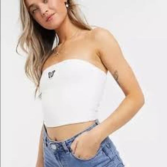 HOLLISTER Butterfly Embroidered Patch Tube Top - Picture 1 of 6